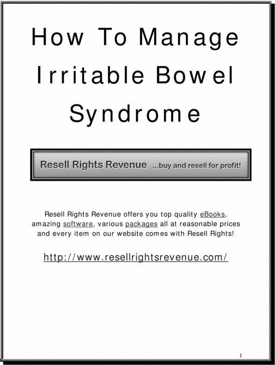 Product picture Irritable Bowel Syndrome Help Manual eBook